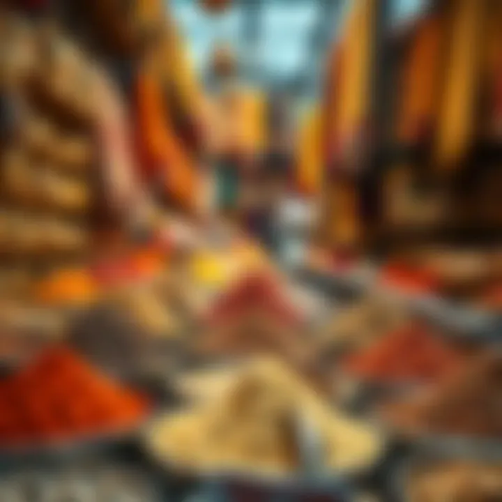 Colorful Offerings of Spices and Textiles A colorful display of spices and textiles available at Naif Market