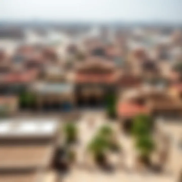 Aerial view of Old Town Dubai showcasing its unique architecture.