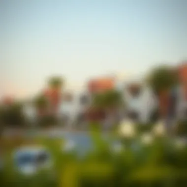 Vibrant neighborhood in Dubai with modern villas and greenery