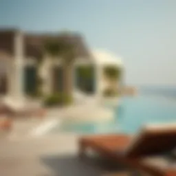 Luxurious resort poolside view