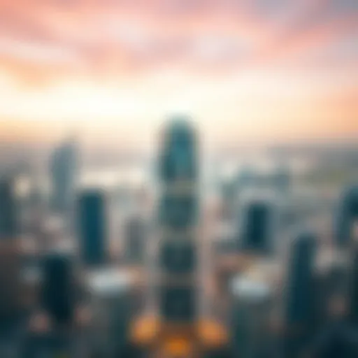 Aerial view showcasing Boulevard Central Tower amidst Dubai's skyline