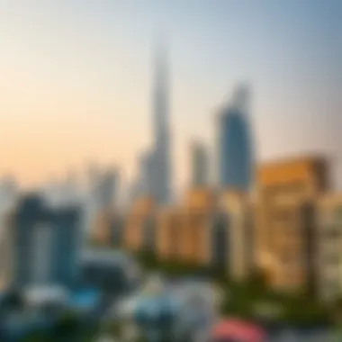 Dubai's Iconic Skyline and Real Estate Iconic skyline of Dubai with modern real estate