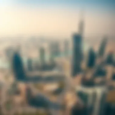 Dubai Business Landscape Exploration Aerial view of Dubai's skyline highlighting bustling business districts