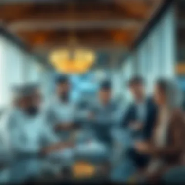 Investor Insights on Dubai Business Acquisitions A group of diverse investors analyzing market reports and opportunities