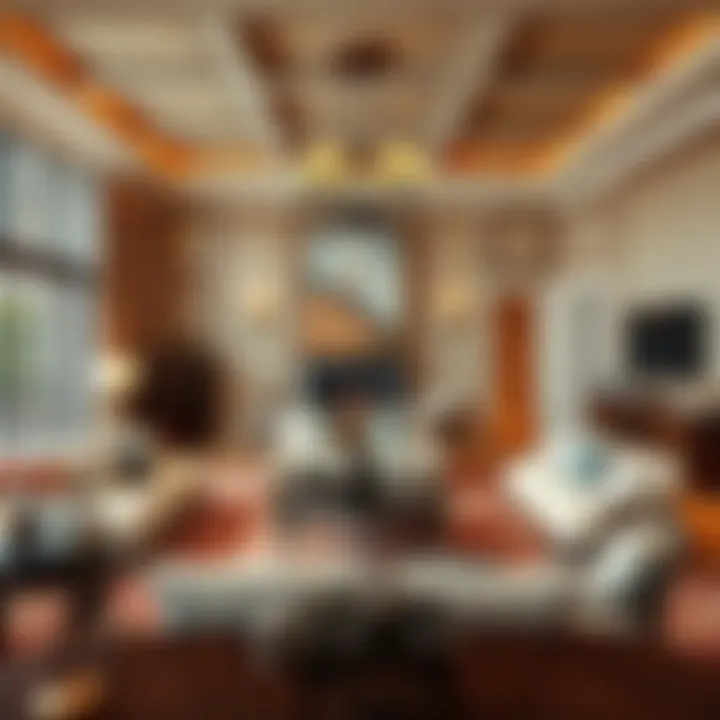 Elegant interior design of a sophisticated living room with upscale furnishings