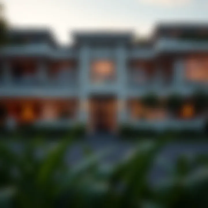 Luxurious exterior of a high-end property showcasing modern architecture