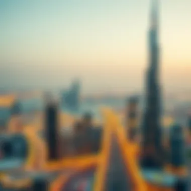 Panoramic view of Dubai skyline from Omniyat Tower