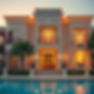 Luxurious villa exterior in Rashidiya