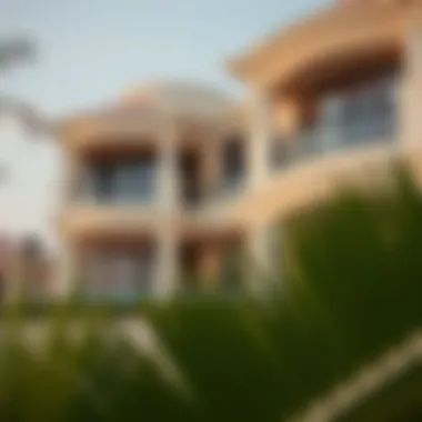 Architectural detail of a villa on the fronds, highlighting design elements