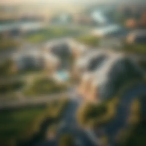 Stunning aerial view of Ghoroob Mirdif showcasing its landscaped gardens and residential buildings