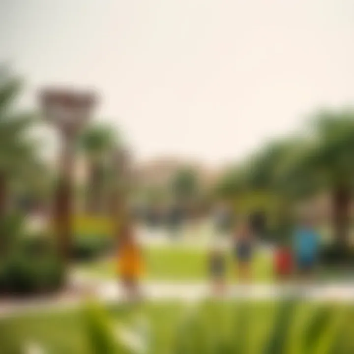 Vibrant community park within Ghoroob Mirdif filled with families enjoying the outdoors