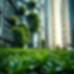 Lush greenery flourishing in a modern urban setting