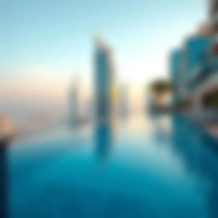 Infinity pool with panoramic views of Dubai Marina and modern amenities