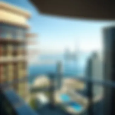 Stunning view of Dubai Marina from the hotel balcony highlighting the skyline