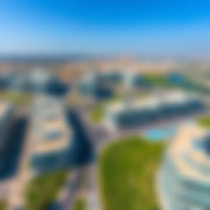 Aerial view showcasing Keturah Reserve’s modern architecture and green spaces.
