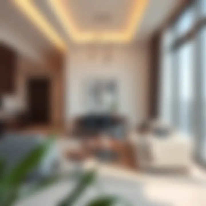 Interior shot of a modern apartment in Midtown Deyaar highlighting design and amenities