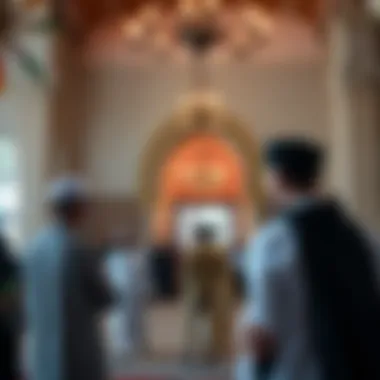 Community gathering at a mosque demonstrating cultural practices and traditions