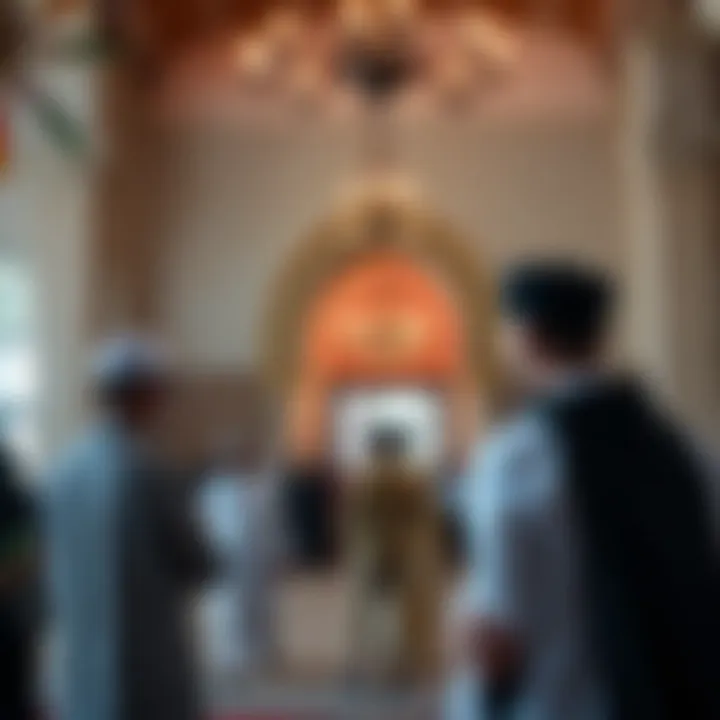 Community gathering at a mosque demonstrating cultural practices and traditions