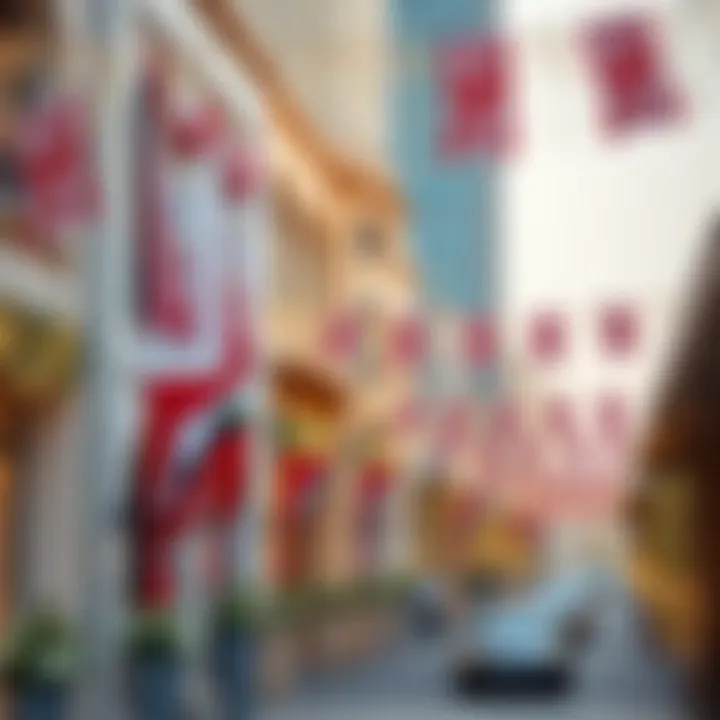 Decorated streets and buildings celebrating the UAE's National Day.