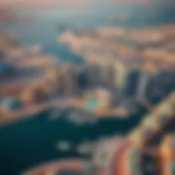 Aerial view of Al Jaddaf showcasing modern skyscrapers and waterfront