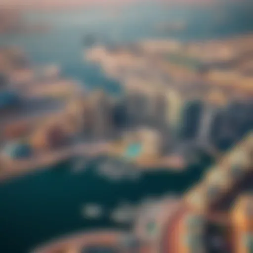 Aerial view of Al Jaddaf showcasing modern skyscrapers and waterfront