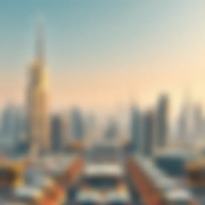 Illustration of Dubai's skyline showcasing land direction