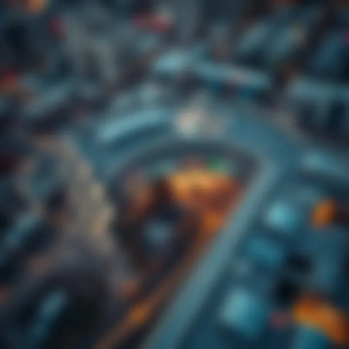 Aerial view of Dubai Hills Mall and nearby metro station