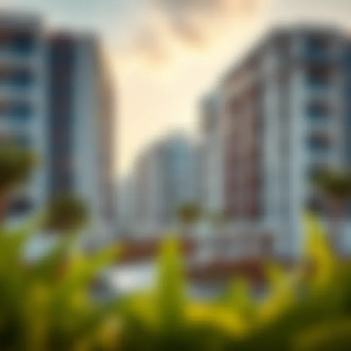 Modern residential area near metro station in Dubai