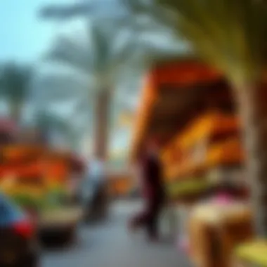 Market for Palm Products in Ras Al Khaimah A market scene where locally cultivated palm products are sold, illustrating economic activity