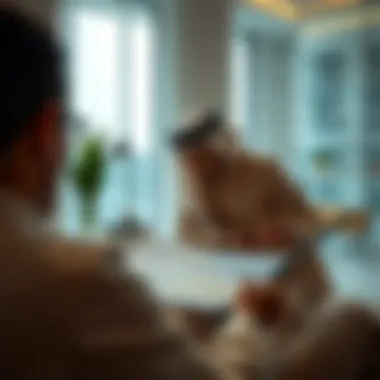 Real estate buyers reviewing property prices