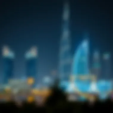Dubai skyline adorned with festive lights during a holiday
