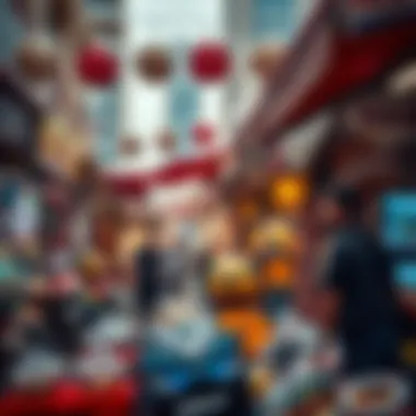 A vibrant market scene during a public holiday in Dubai