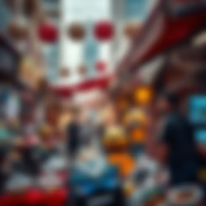 A vibrant market scene during a public holiday in Dubai