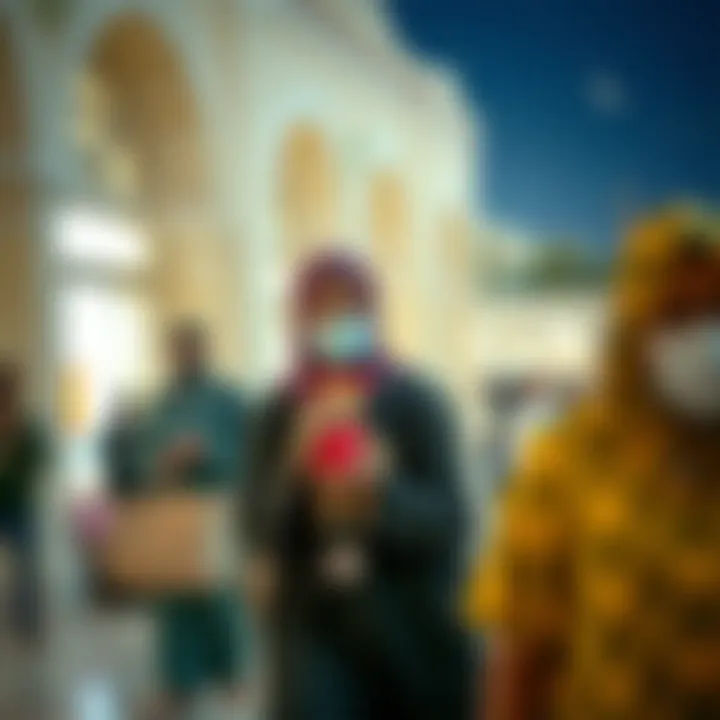 Community members engaging in charity activities during Ramadan