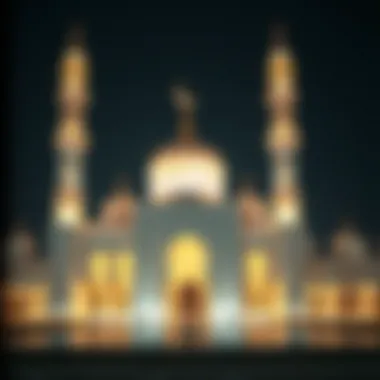 Ramadan Spirit in Dubai Mosque An illuminated mosque in Dubai reflecting the spirit of Ramadan