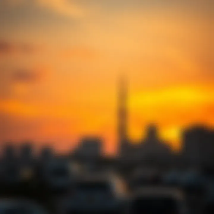 Sunset Over Dubai During Ramadan A vibrant sunset in Dubai signaling the end of the fasting day