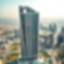 Aerial view showcasing the architectural elegance of Sahab Al Emarat Tower against the Dubai skyline.