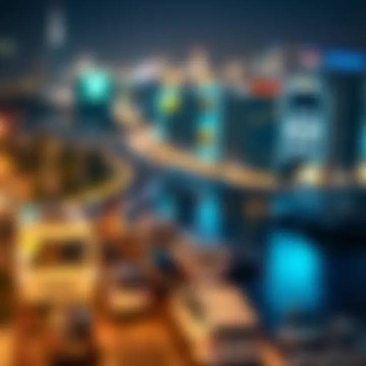 Map highlighting strategic parking spots in Dubai Marina