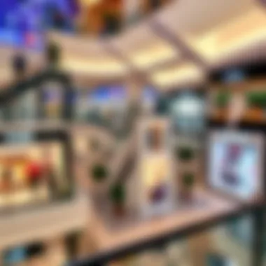 Vibrant shopping areas showcasing diverse retail offerings