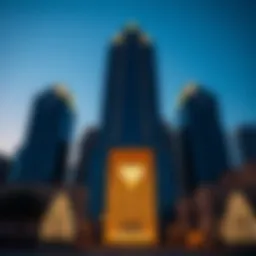 The breathtaking exterior of the Diamond Tower showcasing its unique architectural design.