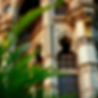 Intricate architectural details of the building