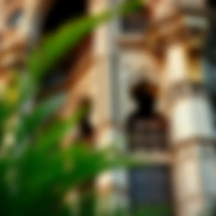 Intricate architectural details of the building