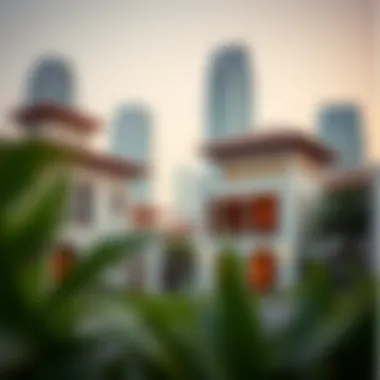 Modernization and Tradition: A Visual Contrast Contrast of traditional homes with modern skyscrapers in the UAE