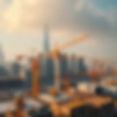 Construction Sites Indicating Growth in the Real Estate Sector Overview of a construction site with cranes