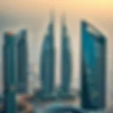 Aerial view of modern skyscrapers in UAE