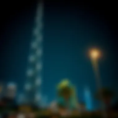 Night view of Burj Khalifa illuminated, symbolizing its cultural significance in Dubai