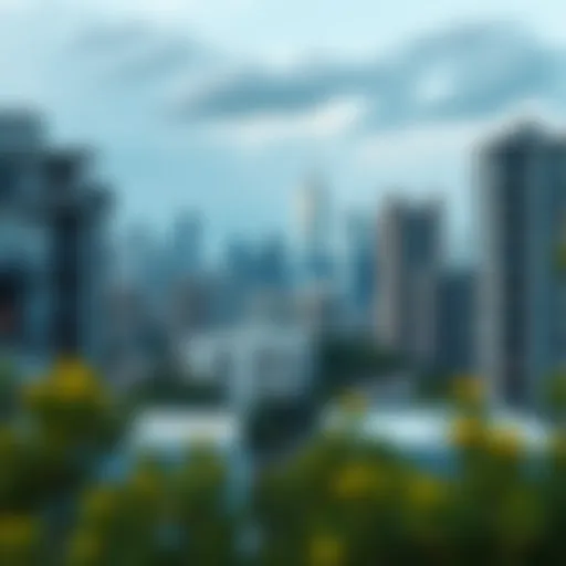 City skyline showcasing diverse rental properties