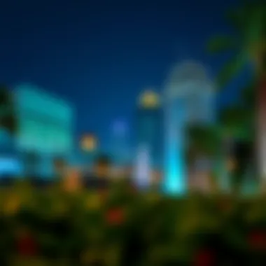 Night view of Zabeel Park illuminated, reflecting the vibrant cultural essence of Dubai